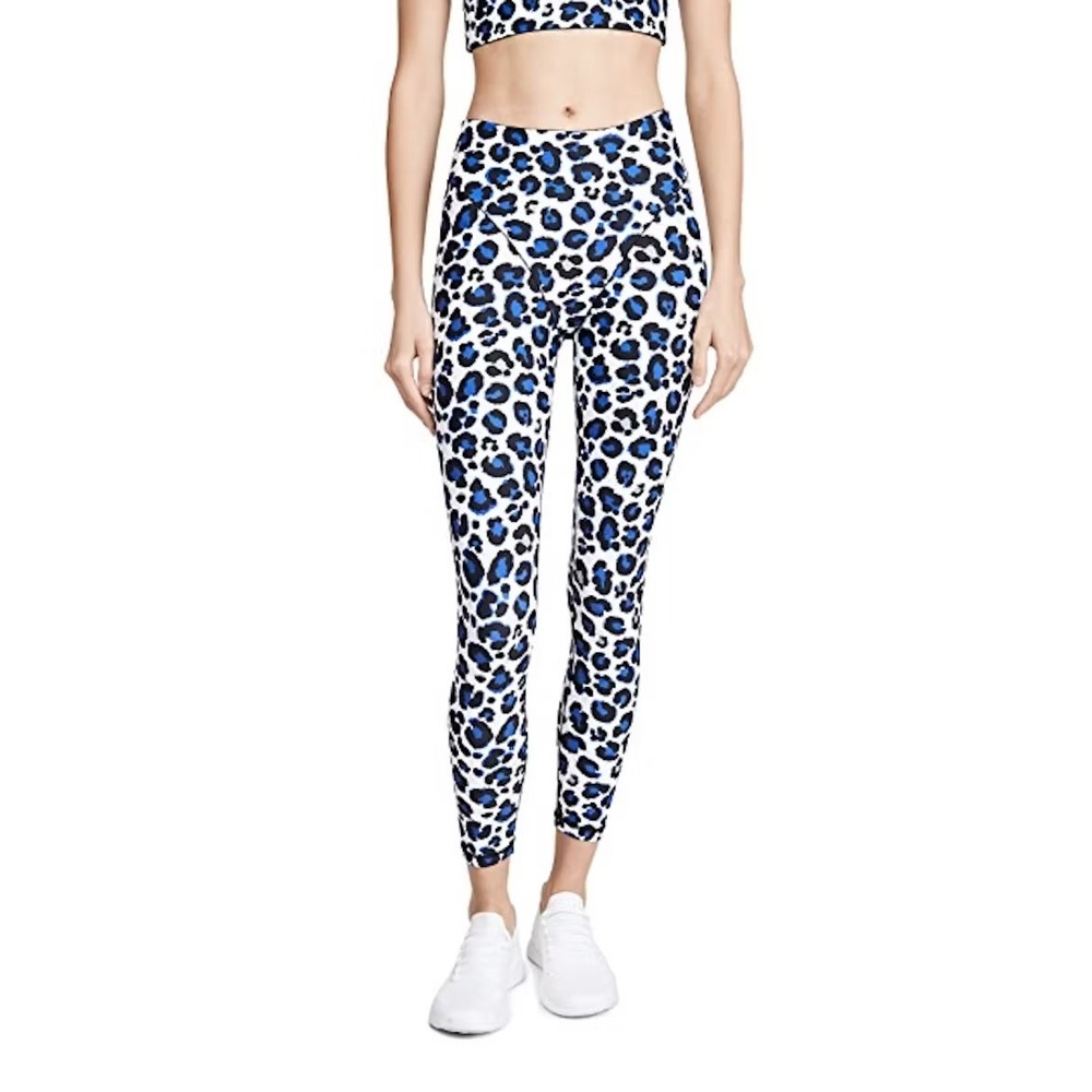 Adam Selman Sport Leggings Blue‎ Leopard Print Yoga Activewear Womens Medium